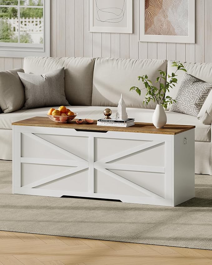 CHOEZON Storage Chest, 47.2" Wooden Storage Trunk, Modern Storage Bench - Image 8