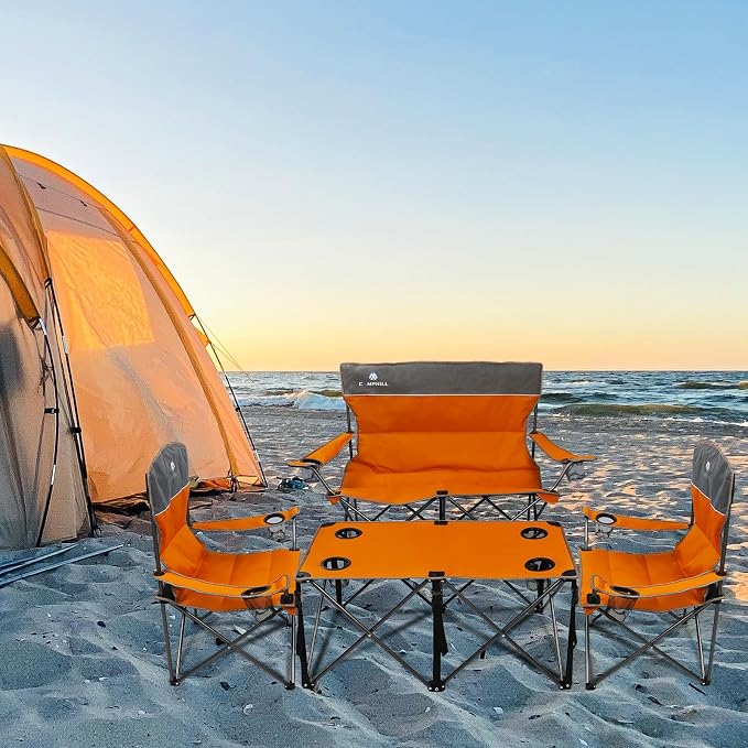 Camping Chair Set of 3, Outdoor Folding Camping Chairs - Image 2