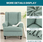 KRFOONN Stretch Wing Chair Slipcovers Jacquard 2 Piece Wingback Chair Covers - Image 3