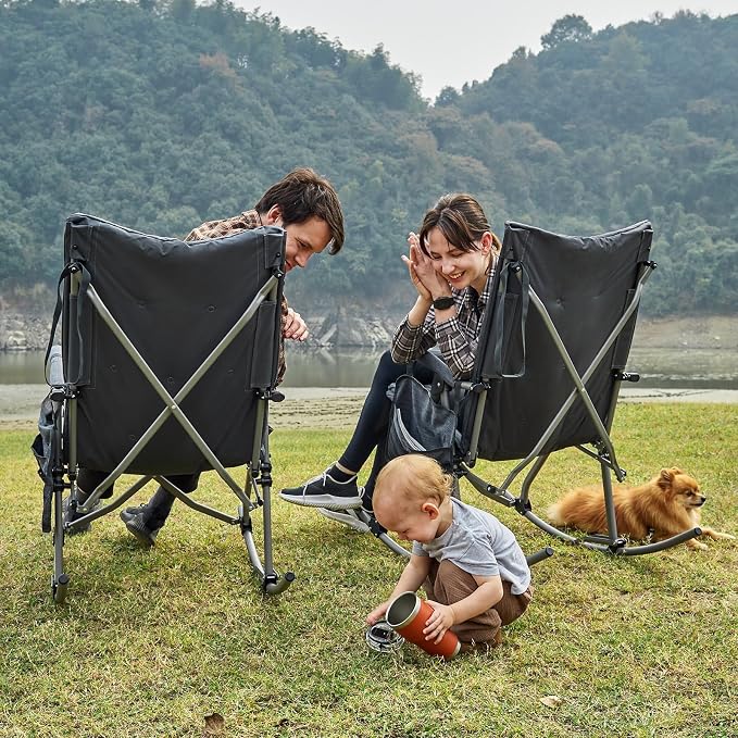 EVER ADVANCED Oversized Folding Rocking Camping Chair, Padded Portable Rocker - Image 2