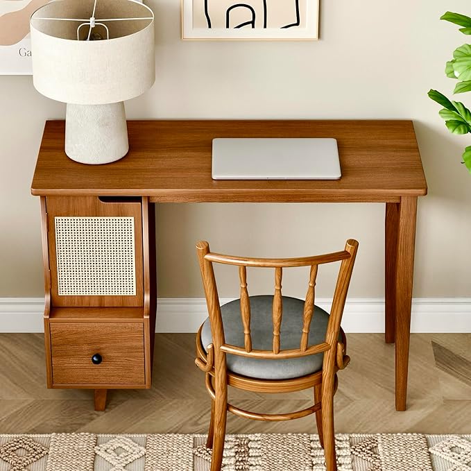 Vintage Style Desk with Storage Space and Drawer, Mid-Century Modern - Image 3