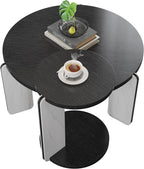 GDFStudio Round Nesting Coffee Table Set of 2, Modern Wooden Accent Side Table - Image 7