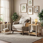 HOOBRO Side Table with Charging Station, Nightstand with 2-Layer Storage Shelves - Image 2