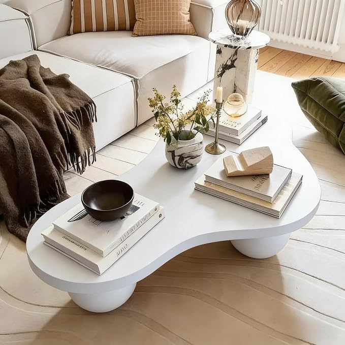 46" Cloud Coffee Table with 3 Ball Legs, Modern Irregular Center Table - Image 5