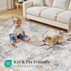 Rugflix 5x7 Area Rugs for Living Room, Washable Beige Grey Large Rug | Machine - Image 6