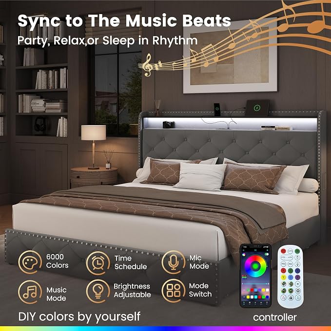 LARMACE Queen LED Bed Frame - Image 3