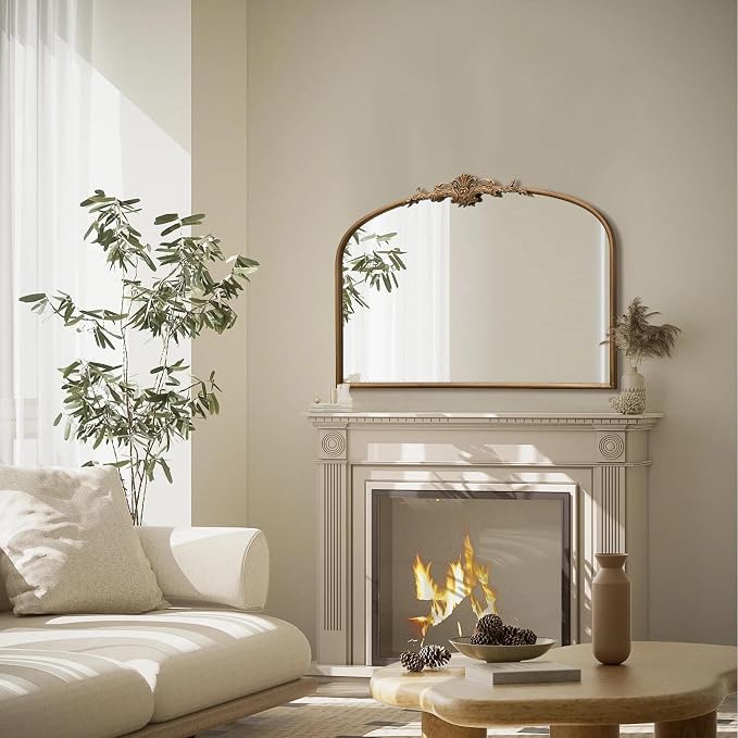Besdomus Vintage Arched Gold Mirror: 32"x24" French Large Gold Vintage Wall - Image 5