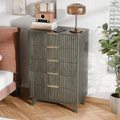 VINGLI Fluted Tall Dresser 5 Drawer Grey Chest of Drawers, Wood Dresser by VINGLI