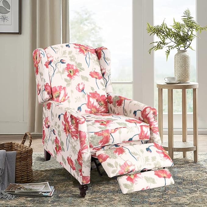 Upholstered Wingback Recliner Chair, Traditional Push Back Recliner Chair - Image 2