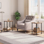 HOOBRO Side Table with Charging Station, Nightstand with 2-Layer Storage Shelves - Image 2