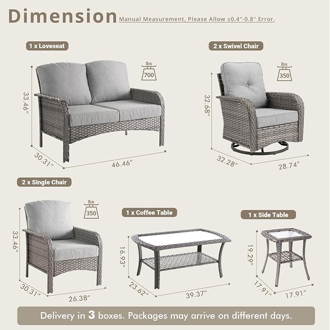 Weaxty 7 Pieces Patio Furniture Set - Image 2