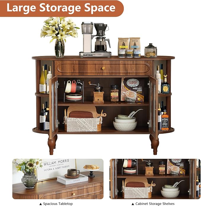 XUZENEST 47'' Fluted Sideboard Buffer Cabinet - Image 6