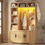 CSZZD Hall Tree with Bench and Shoe Storage, Fluted Entryway Bench with Coat - Image 8