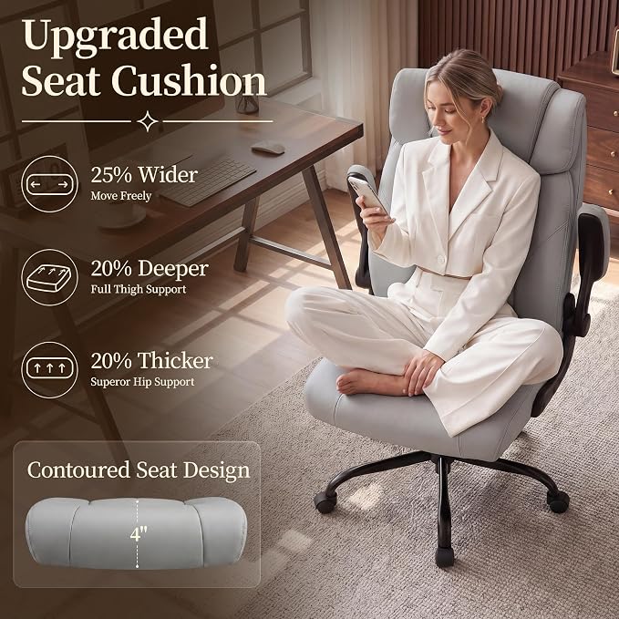 Office Chair, Leather Ergonomic Computer Desk Chair - Image 4