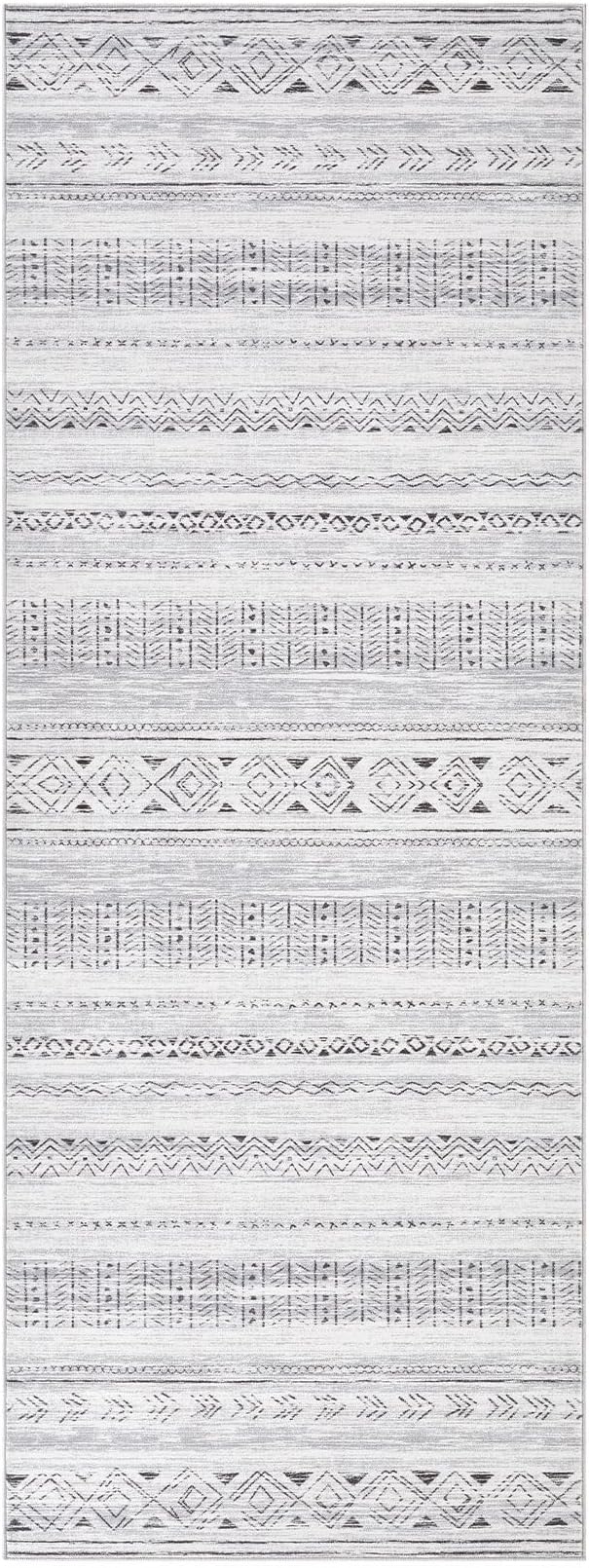 cotiled Hallway 3x10 Runner Rugs Washable Boho Rug Dark Grey | Solve Modern - Image 10