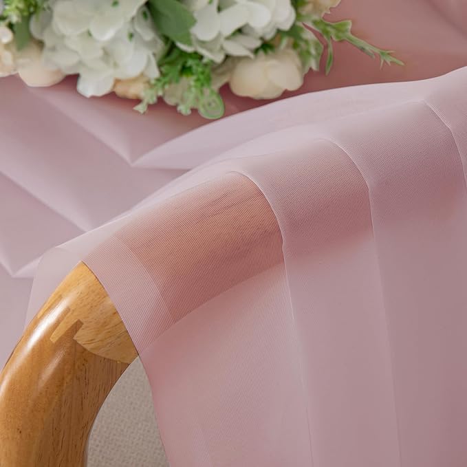 Blush Pink Sheer Curtains 54 Inches Long 2 Panels - Image 5