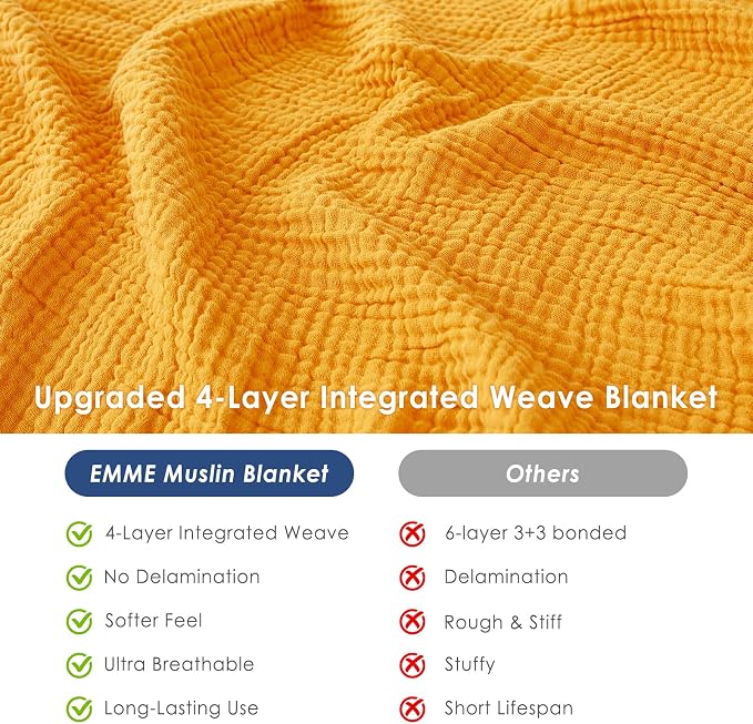 EMME Muslin Blankets for Adults Throw Blanket for Couch Breathable Gauze Soft - Image 9