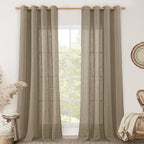 Taupe Semi Sheer Linen Curtains by LAMIT