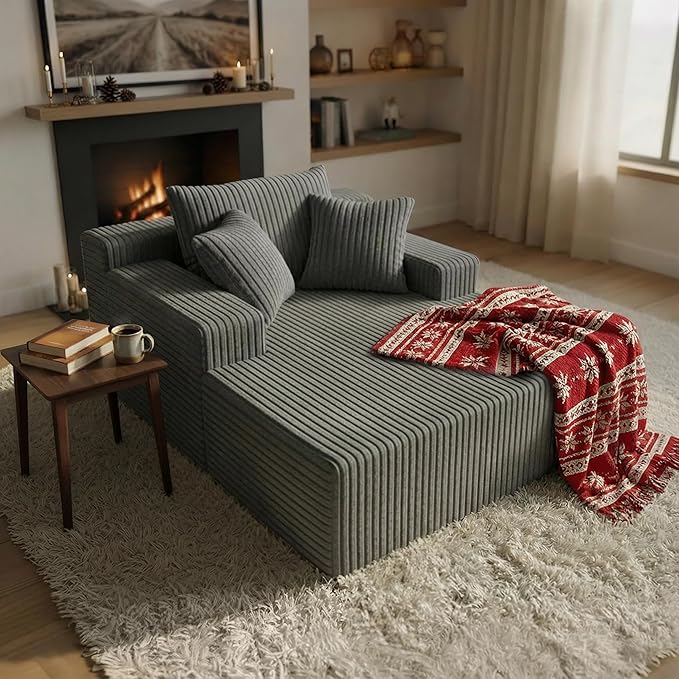 Sytopia Chaise Lounge with Armrests, Oversized Sofa Bed with 3 Pillows by Sytopia