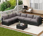 LOUVIXA 7 Piece Outdoor Patio Furniture Set, Outdoor Sectional Sofa, Wicker - Image 8