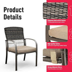 Pamapic 8504 Patio Dining 7 Piece, Outdoor Wicker Furniture Set - Image 5