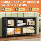 WLIVE Dresser for Bedroom with 5 Drawers, Wide Chest of Drawers, Fabric Dresser - Image 4