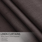 Cocoa Coffee Linen Blend Light Filtering Back Tab Curtains 108 Inches Long - Image 2
