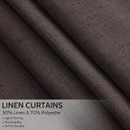 Cocoa Coffee Curtains 102 Inches Long, Back Tab Linen Blend Light Filtering - Image 2