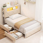 Twin Upholstered LED Bed Frame - Image 3