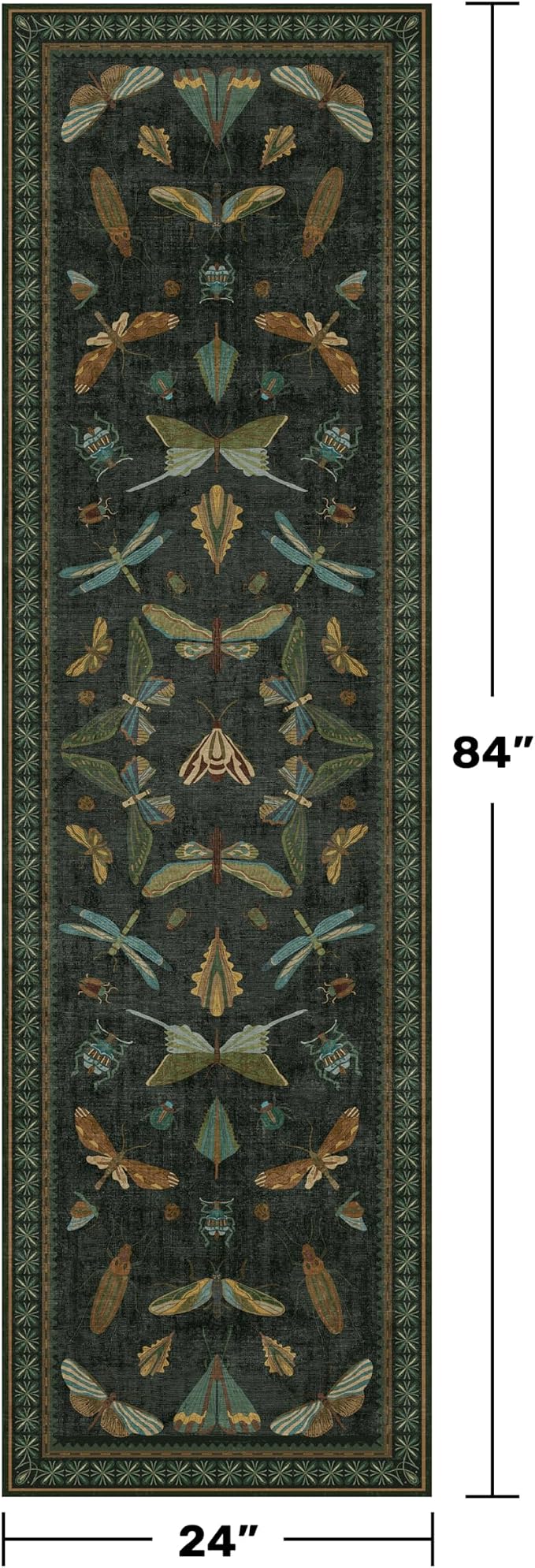 Insect 2x7 Stain Resistant Kitchen Runner Rugs, Vintage Bathroon Rug Non Skid - Image 2