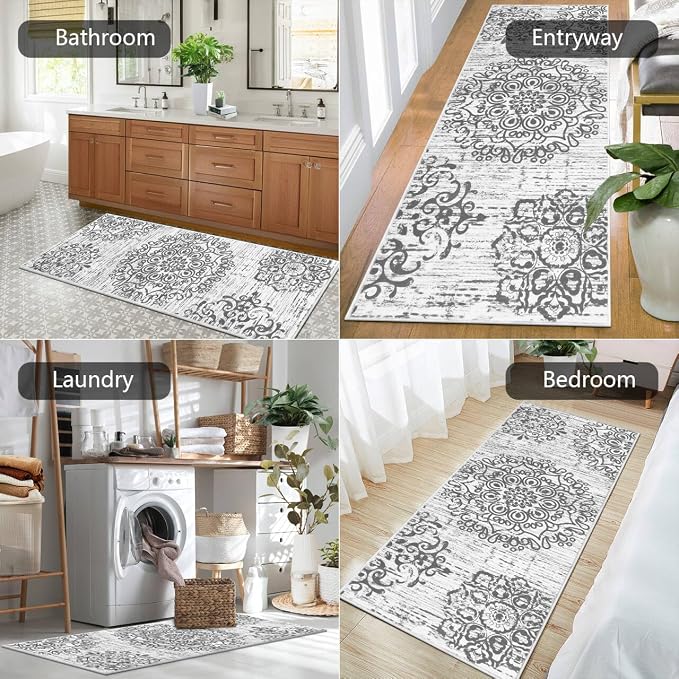 HEBE Hallway Runner Rug 2'x5', Washable Non Slip Kitchen Rug Runner | Soft Boho - Image 5