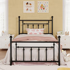 SHA CERLIN 14" Twin Size Metal Platform Bed Frame/Victorian Headboard and by SHACERLIN