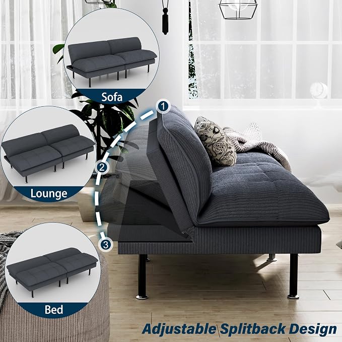 Ribilake 3 Sets 70" Futon Sofa Bed, 4 in 1 Multi-Function Couch Sleeper - Image 5