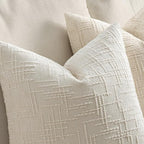 MIULEE Chenille Textured Lumbar Throw Pillow Covers Cream White 12x20 | Set of 2 - Image 3