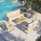 Aoxun Aluminum Patio Furniture Set, 7 Seats Luxury Metal Patio Conversation Sets - Image 8