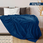Utopia Bedding Ultra Soft Fleece Bed Blanket King Size Navy | Microfiber Plush - Image 2