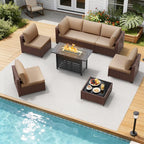 LOUVIXA 8 Piece Outdoor Patio Furniture Set, Outdoor Sectional Sofa - Image 6