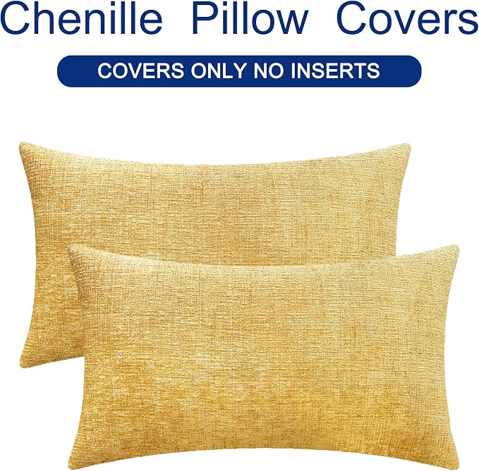 CaliTime Decorative Couch Throw Pillow Covers 26 X 16 Inches Gold | Pack of 2 - Image 6