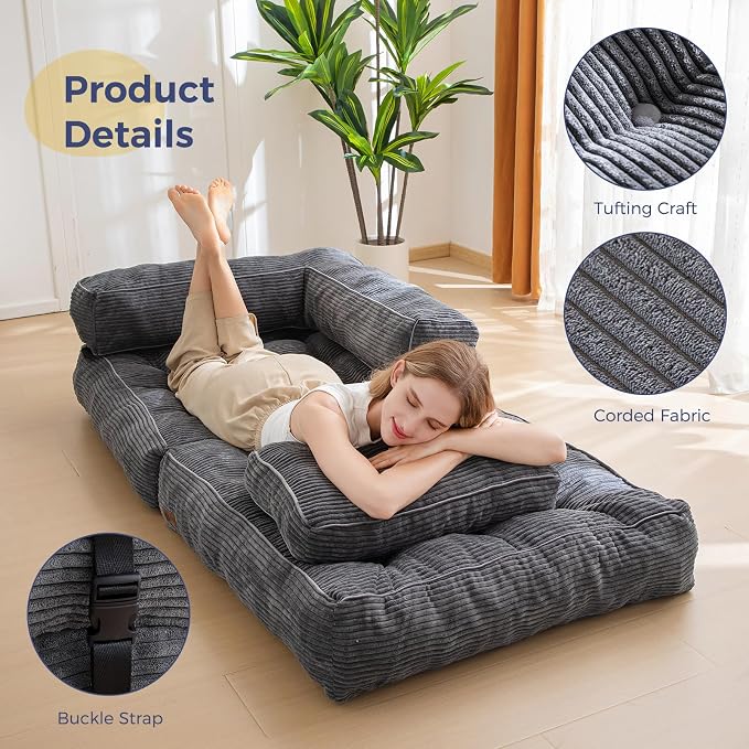 MAXYOYO Folding Sofa Bed, L-Shaped Convertible Sofa Bed - Image 6