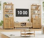 HIFIT 2 Set Tall Shelf Unit Bamboo Storage Cabinet - Image 2