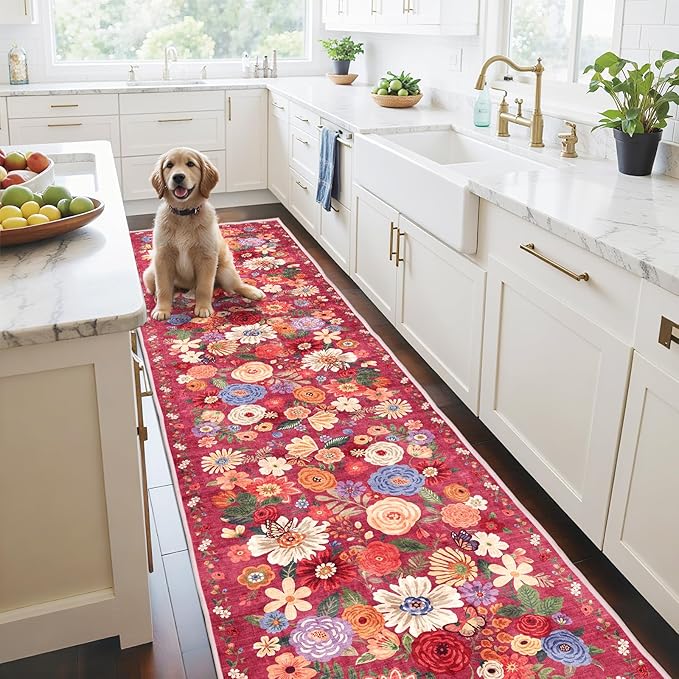 Rug for Hallways Kitchen Runner Rug 2'6"x14' | Rubber Backing; Non Slip; - Image 6