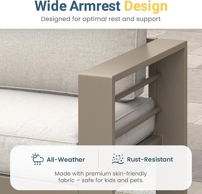 Wisteria Lane Metal Patio Furniture Sofa, All-Weather Outdoor Couch - Image 3