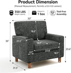 Mid Century Modern Accent Chair, Chenille Comfy Living Room Arm Chairs - Image 2