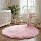 Amdrebio Pink Large Shag Round Kids Rug 7Ft - Image 7