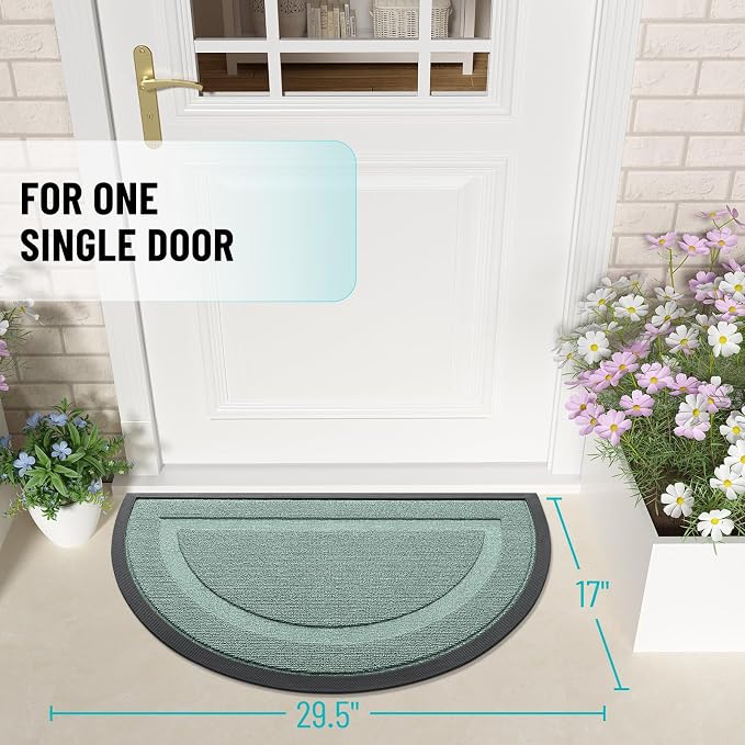 OLANLY Half Circle Front Door Mat Outside 29.5x17 All-Season Rubber Doormat | - Image 2