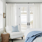 Extra Wide Pinch Pleat 84 Inch Curtains 60 Inch Wide Beige White | Memory - Image 7