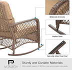 Patio Furniture Set 3 Pieces, Wicker Rocking Bistro Set - Image 4