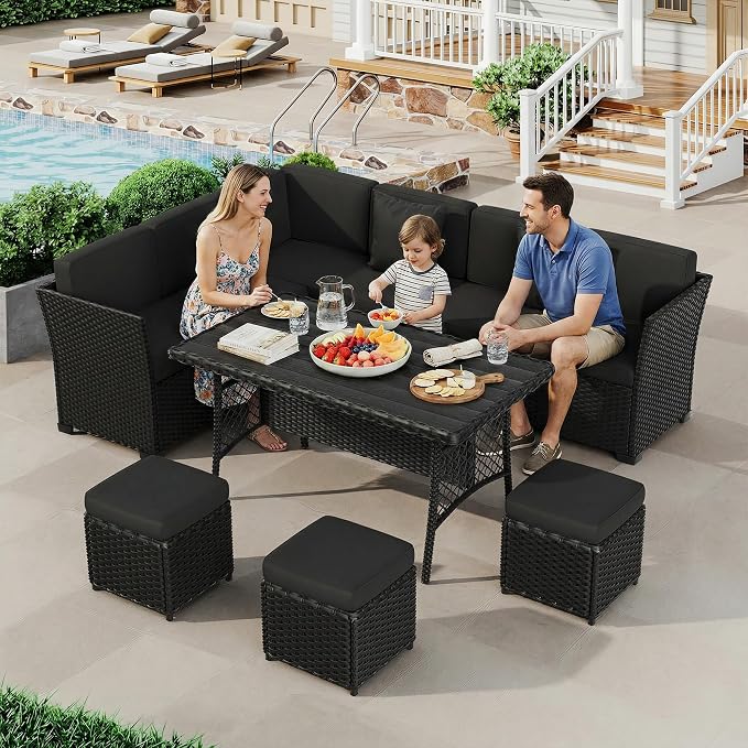 LOUVIXA 7 Pieces Patio Furniture Set, Outdoor Patio Furniture, Wicker - Image 8
