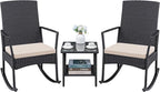 Greesum 3 Pieces Patio Furniture Set Outdoor Wicker Rocking Chairs by BuynowfromGreesum