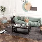 Solid Wood Coffee Table with Tempered Glass Top, 2-Tier 45.5" X 26" Farmhouse - Image 6